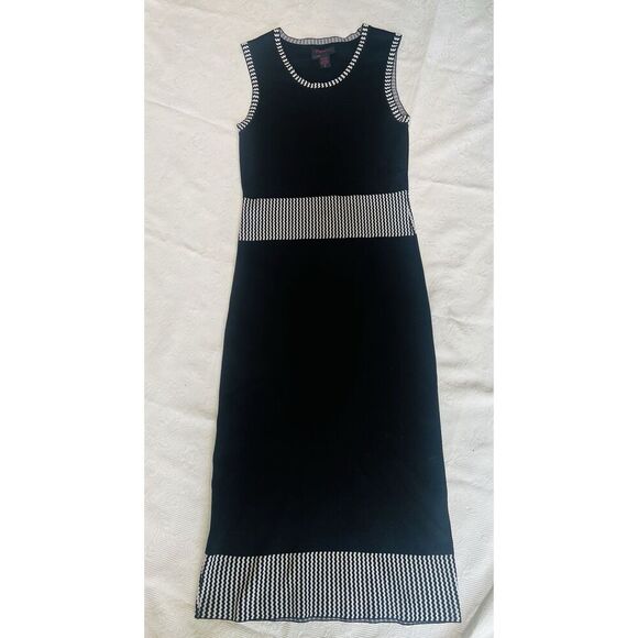 Kayla By Tally Taylor Knit Sweater Dress Sz 8  Black White Colorblock Geometric - Picture 3 of 8